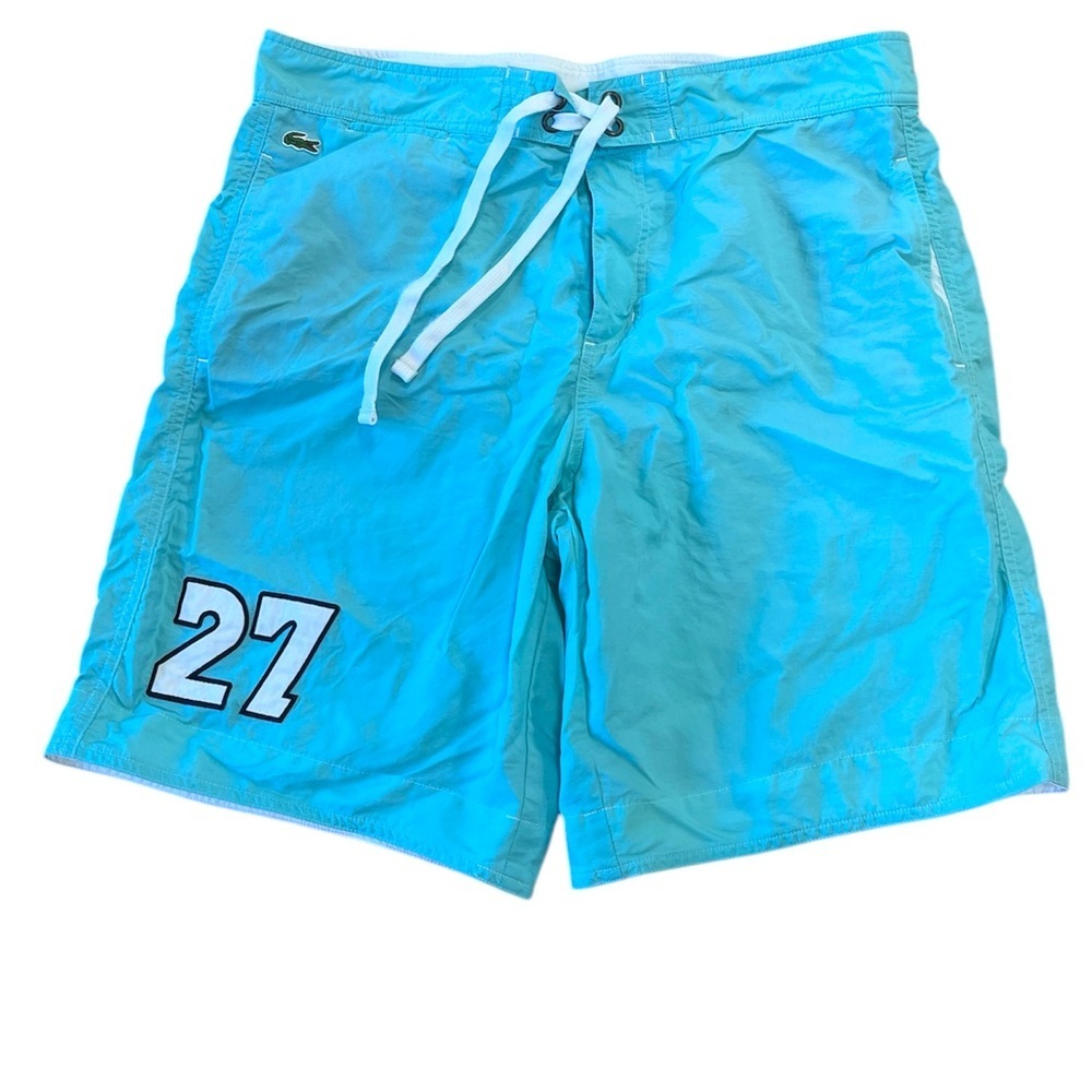 Lacoste Kids Swim Trunks Size L Light Blue Preppy Beach Pool Vacation